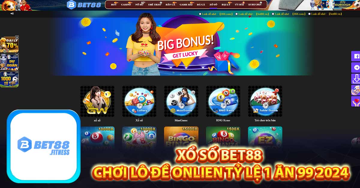 Xổ Số Bet88 - Chơi Lô Đề Onlien Tỷ Lệ 1 Ăn 99 2024